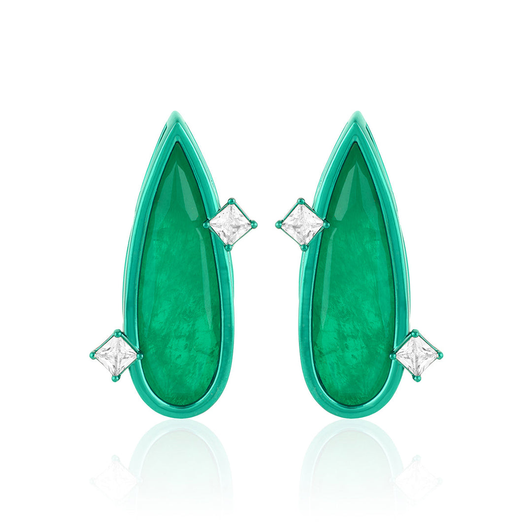 Green Stud Earring for Women by Isharya | Modern Indian Jewellery