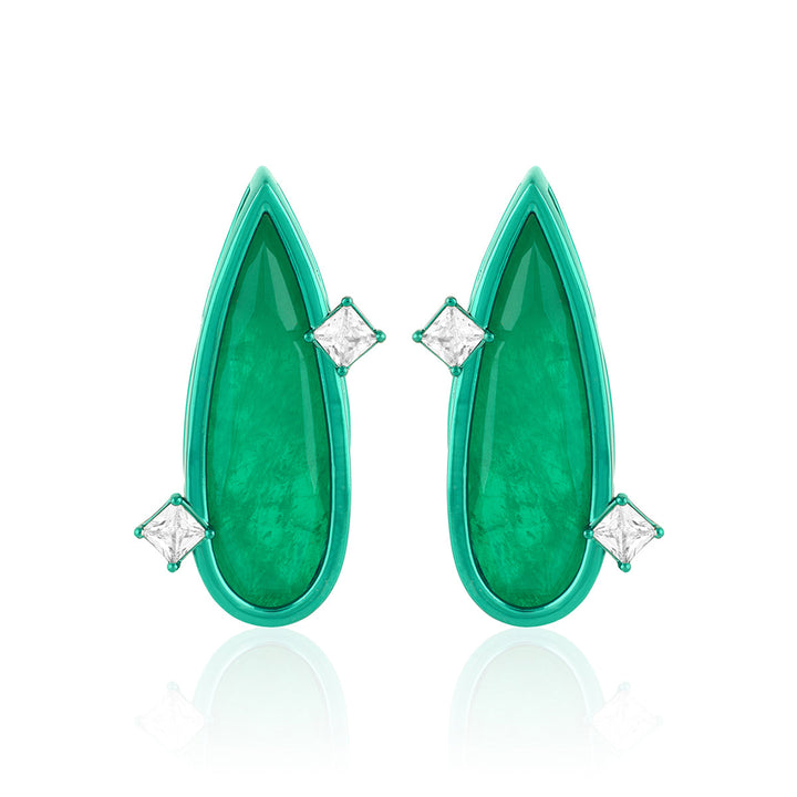 Green Stud Earring for Women by Isharya | Modern Indian Jewellery