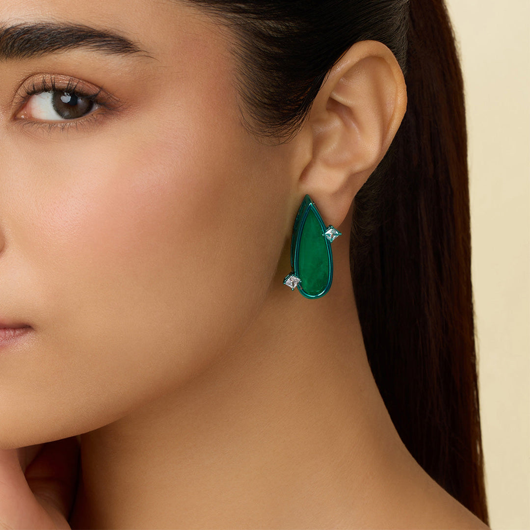 Emerald Flame Studs