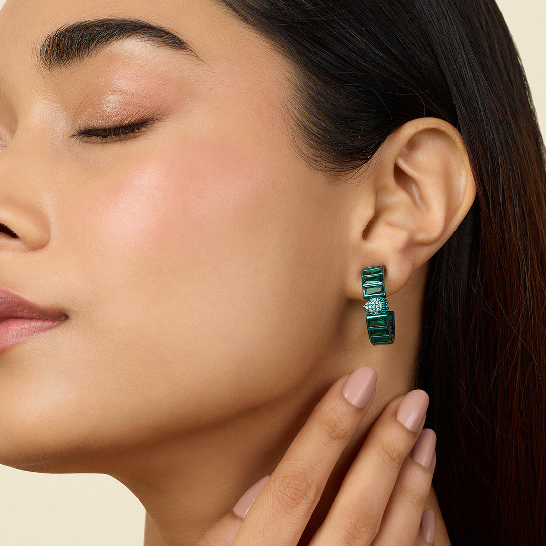 Green Hoop Earring for Women by Isharya | Modern Indian Jewellery