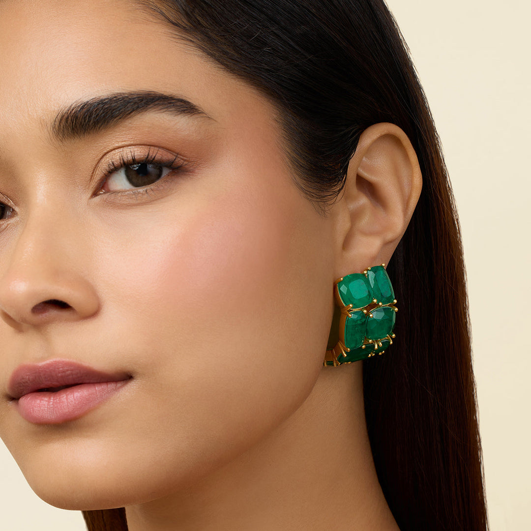 Green Hoop Earring for Women by Isharya | Modern Indian Jewellery