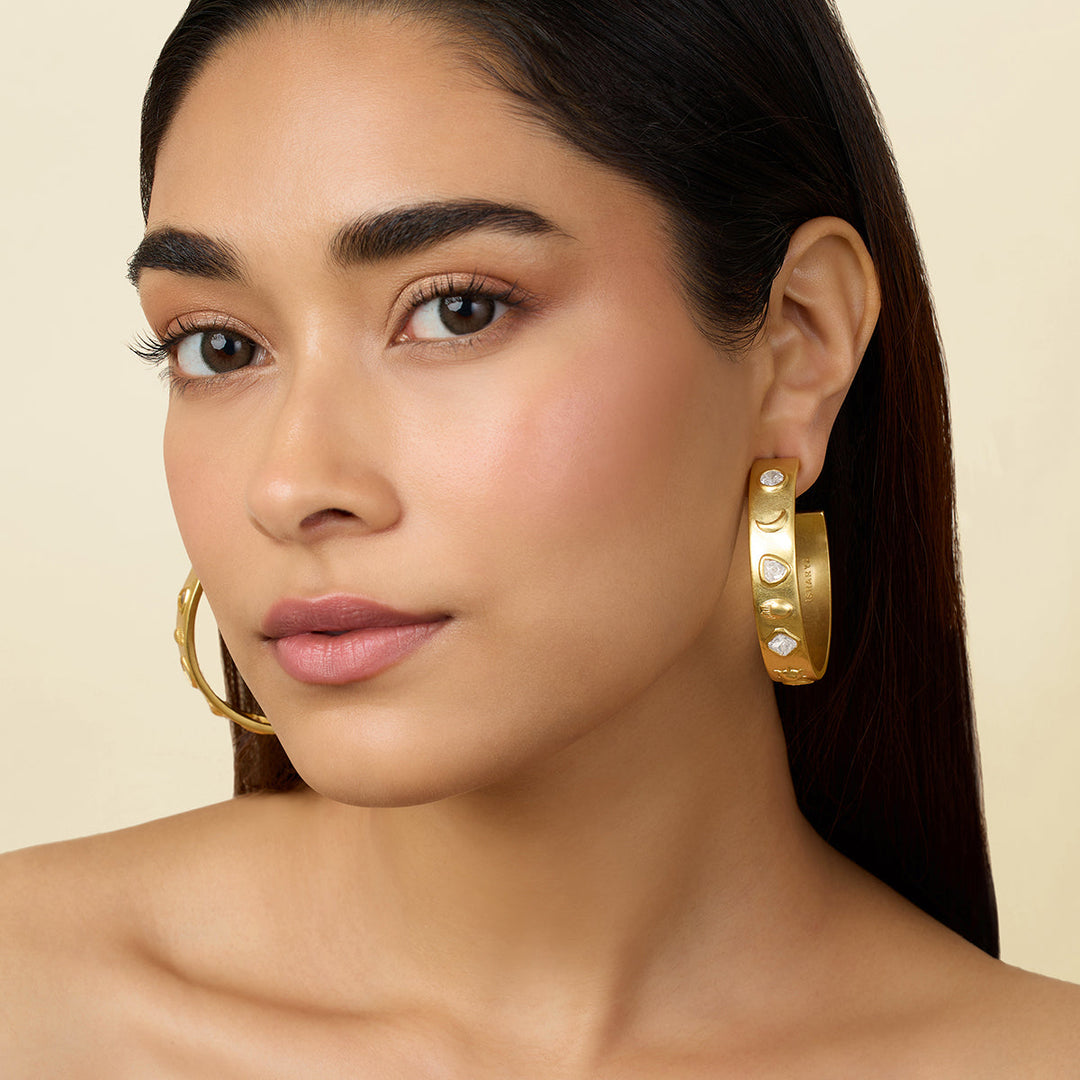 White Hoop Earring for Women by Isharya | Modern Indian Jewellery