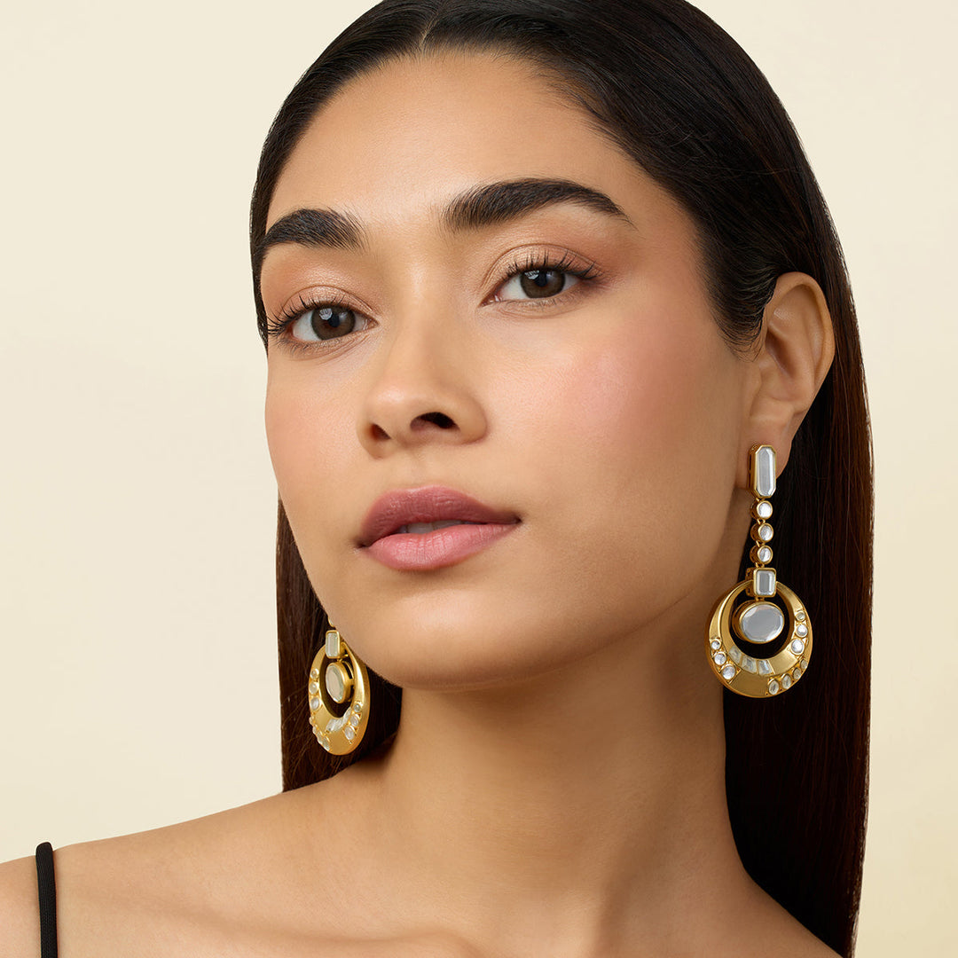 White Long Earring for Women by Isharya | Modern Indian Jewellery