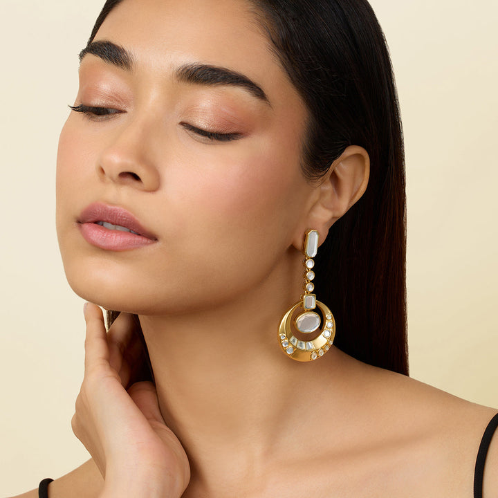 White Long Earring for Women by Isharya | Modern Indian Jewellery