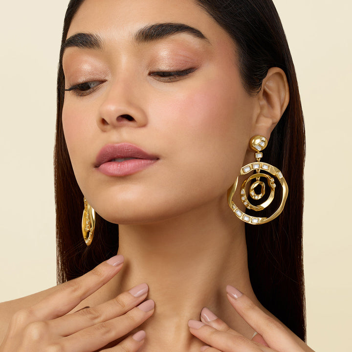 White Long Earring for Women by Isharya | Modern Indian Jewellery