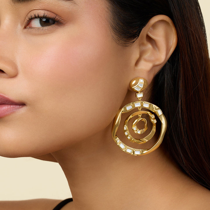 White Long Earring for Women by Isharya | Modern Indian Jewellery