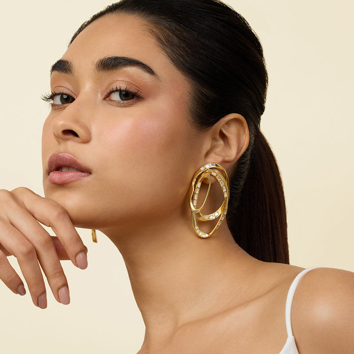 White Stud Earring for Women by Isharya | Modern Indian Jewellery