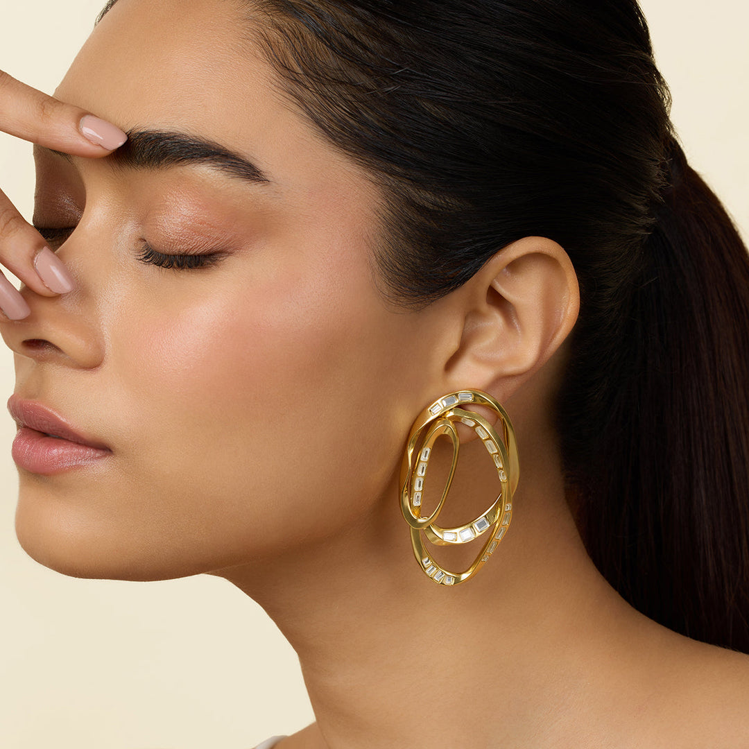 White Stud Earring for Women by Isharya | Modern Indian Jewellery