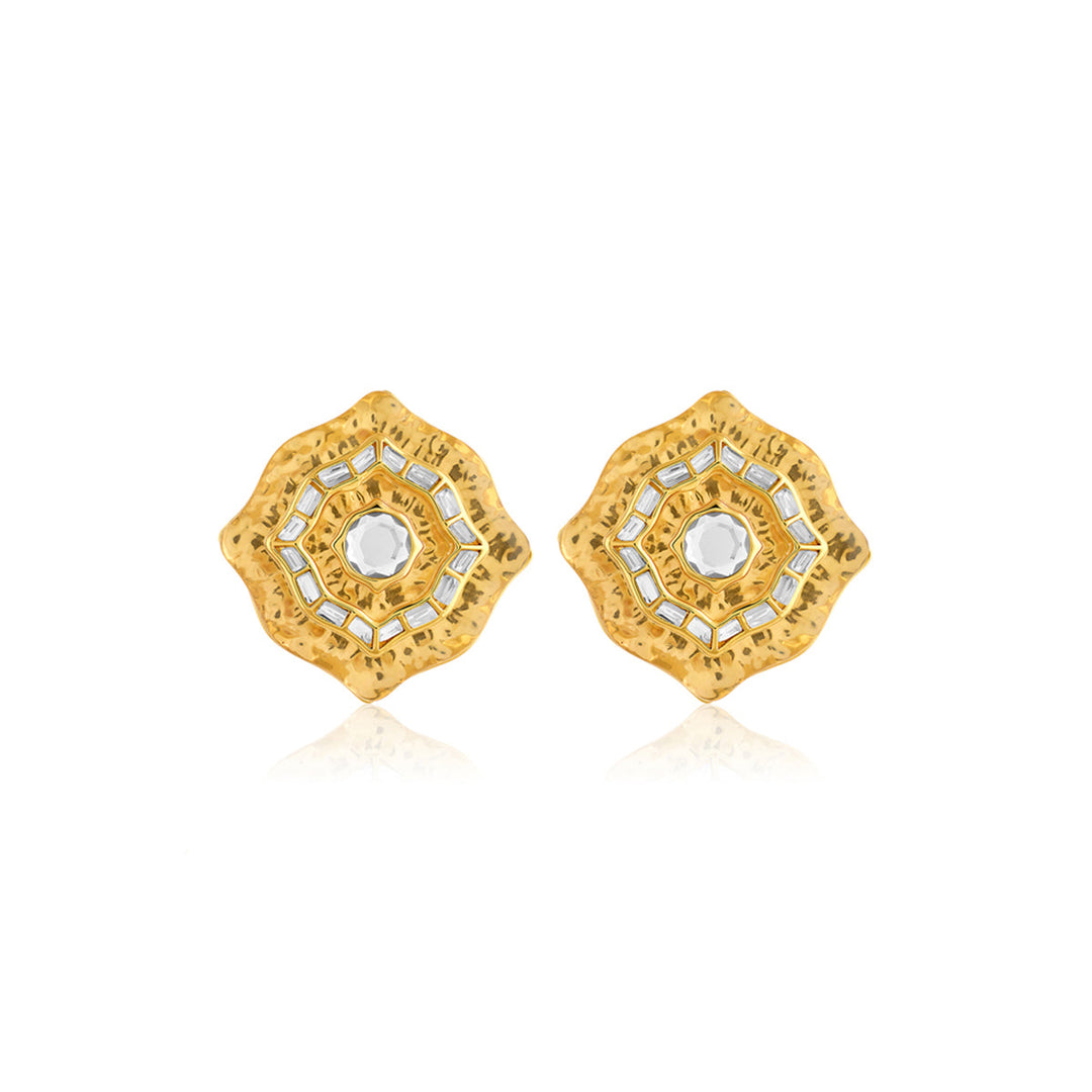 Gold Stud Earring for Women by Isharya | Modern Indian Jewellery
