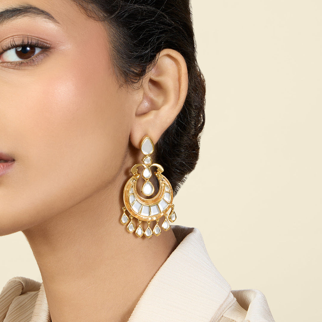 Gold Chandelier Earring for Women by Isharya | Modern Indian Jewellery