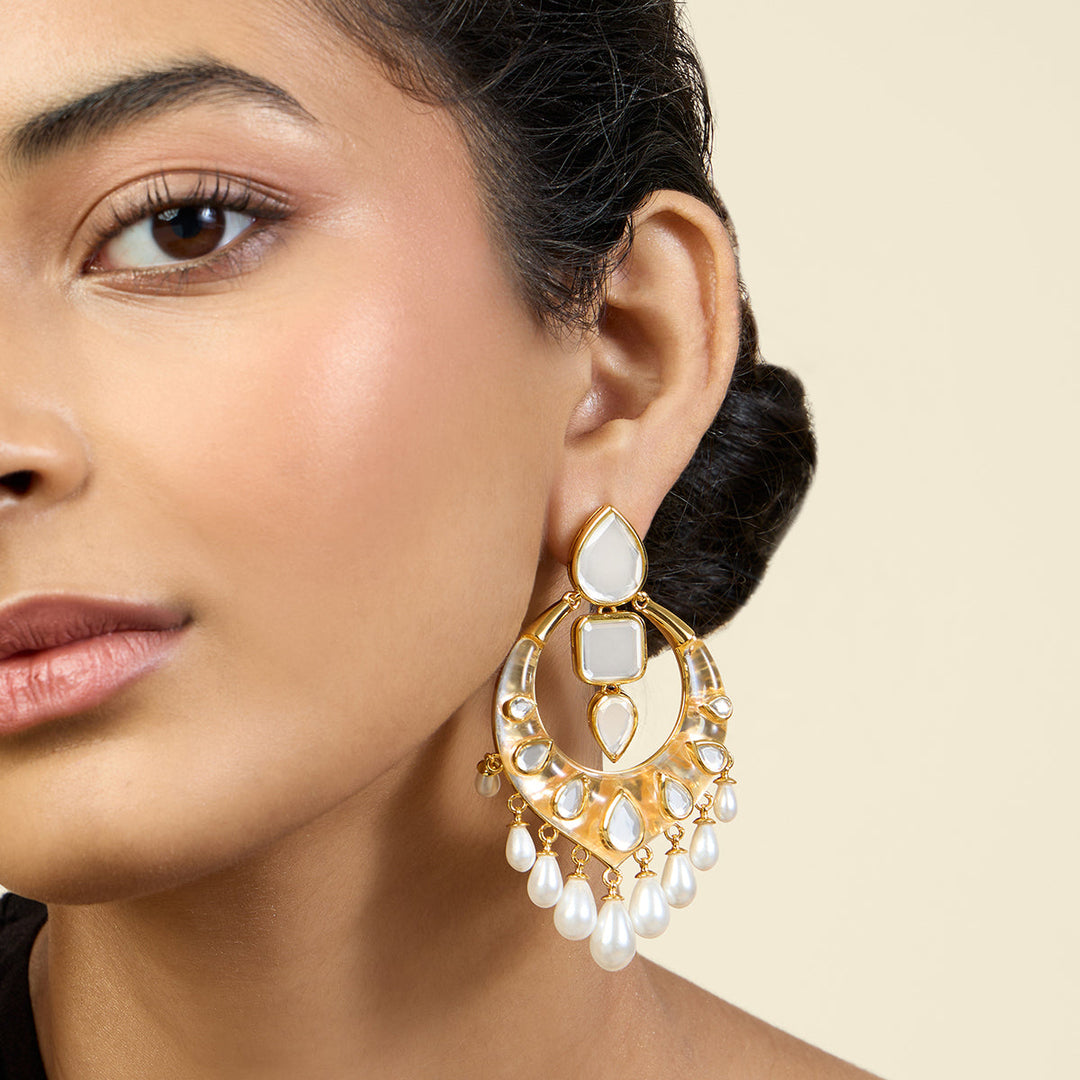 Gold Chandelier Earring for Women by Isharya | Modern Indian Jewellery