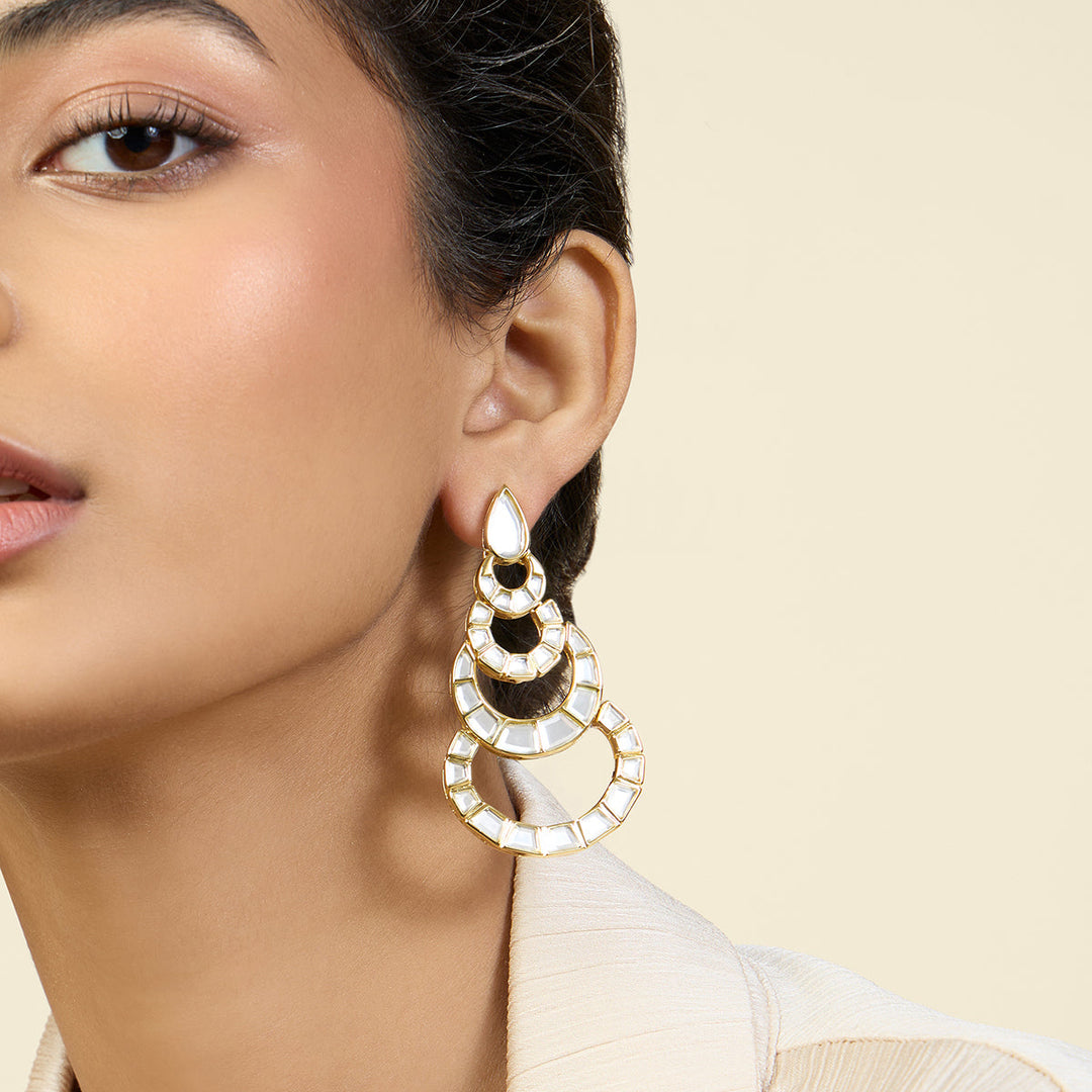 Gold Chandelier Earring for Women by Isharya | Modern Indian Jewellery