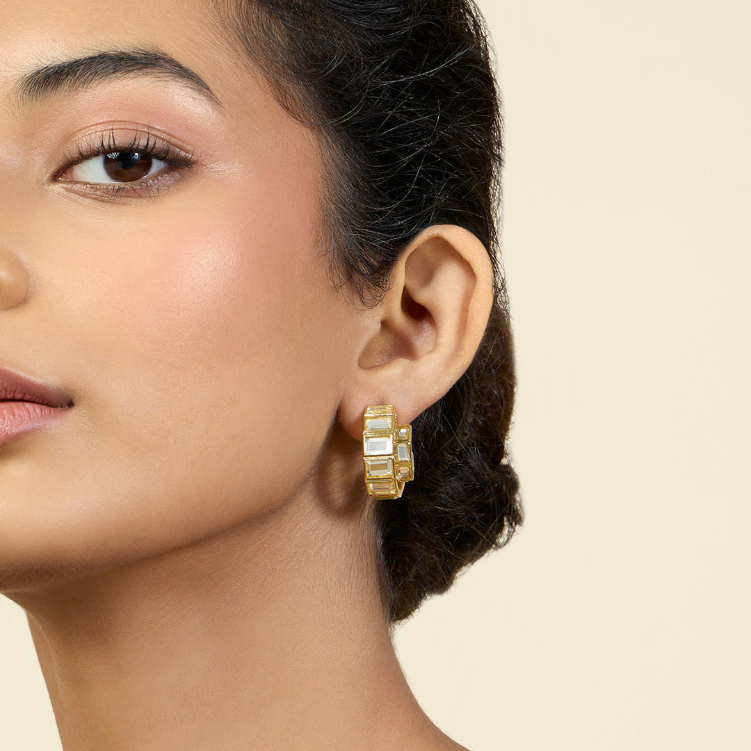 Gold Hoop Earring for Women by Isharya | Modern Indian Jewellery