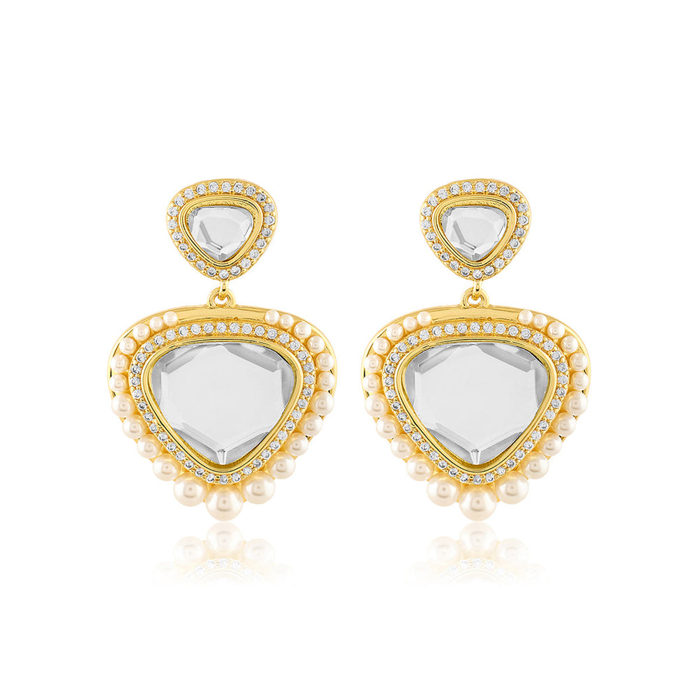 Gold Drop Earring for Women by Isharya | Modern Indian Jewellery