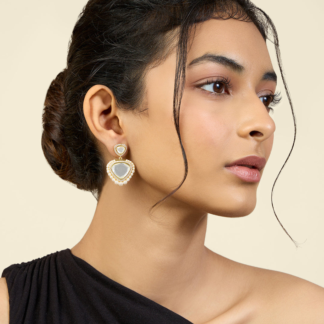 Gold Drop Earring for Women by Isharya | Modern Indian Jewellery