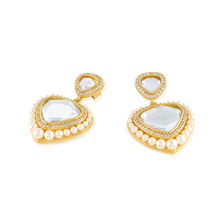 Gold Drop Earring for Women by Isharya | Modern Indian Jewellery