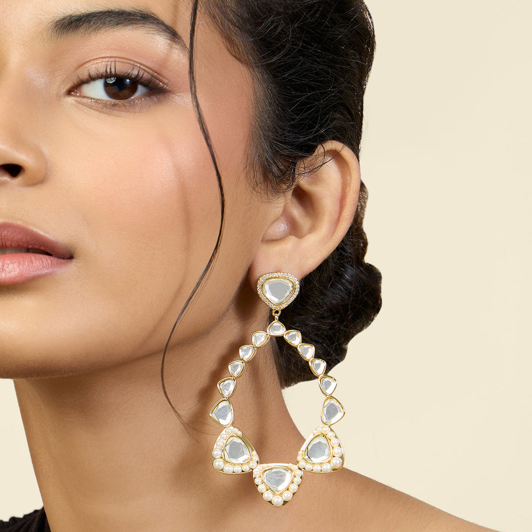 Gold Long Earring for Women by Isharya | Modern Indian Jewellery