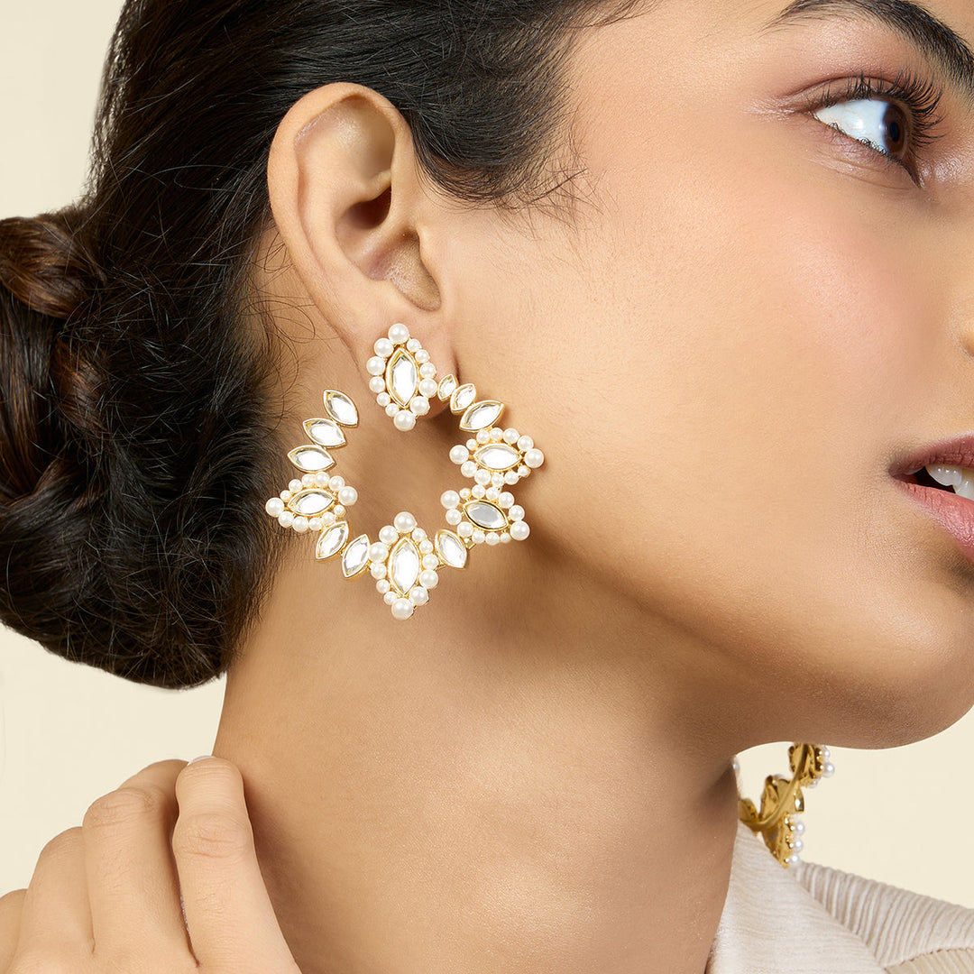 Gold Stud Earring for Women by Isharya | Modern Indian Jewellery