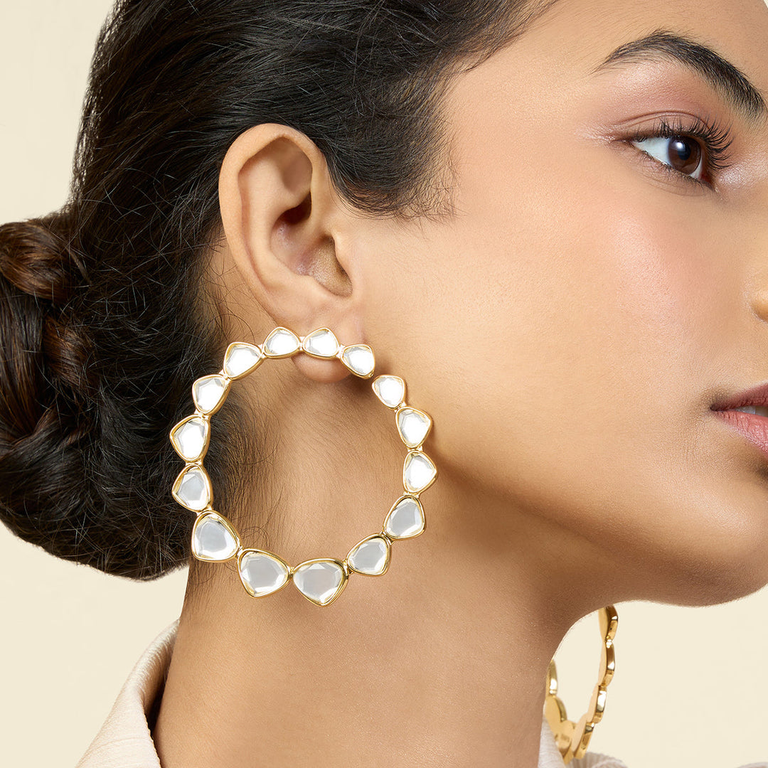 Gold Stud Earring for Women by Isharya | Modern Indian Jewellery