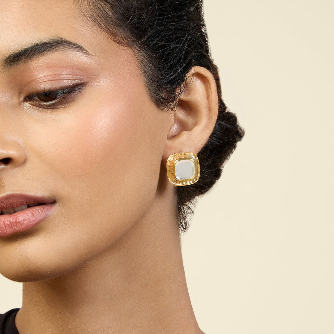 Gold Stud Earring for Women by Isharya | Modern Indian Jewellery