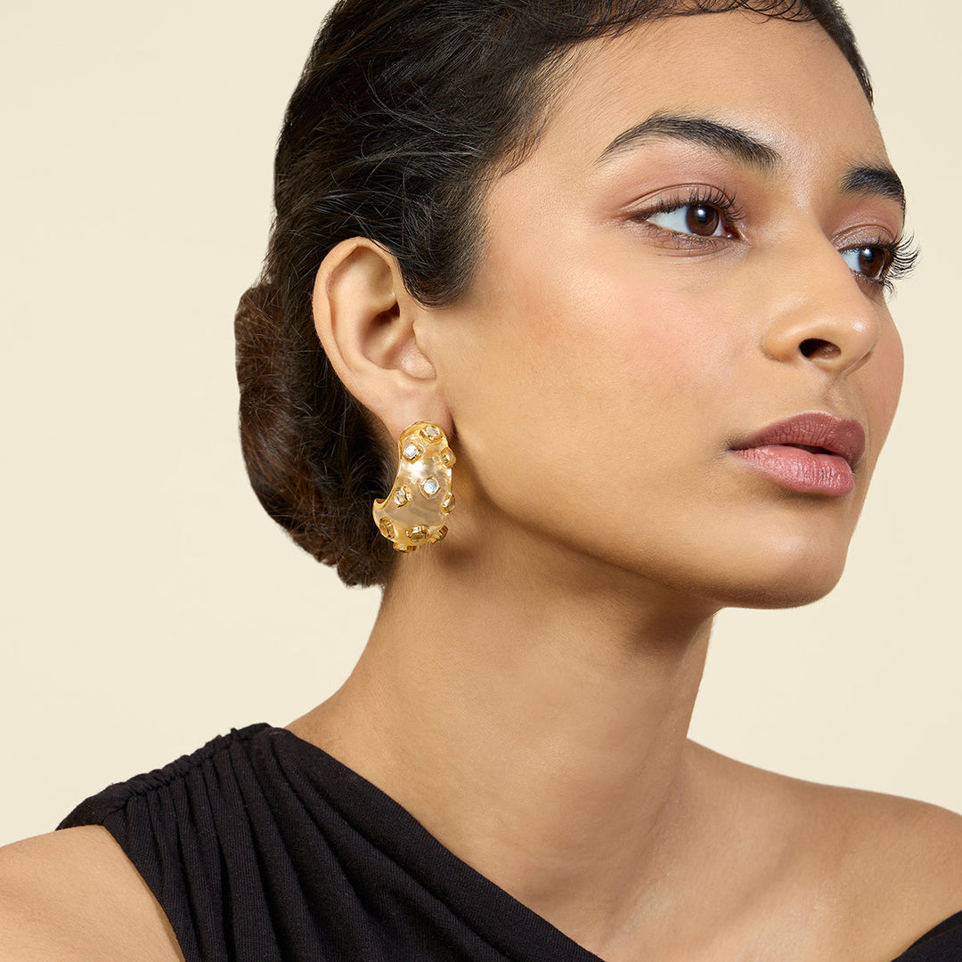 Gold Hoop Earring for Women by Isharya | Modern Indian Jewellery