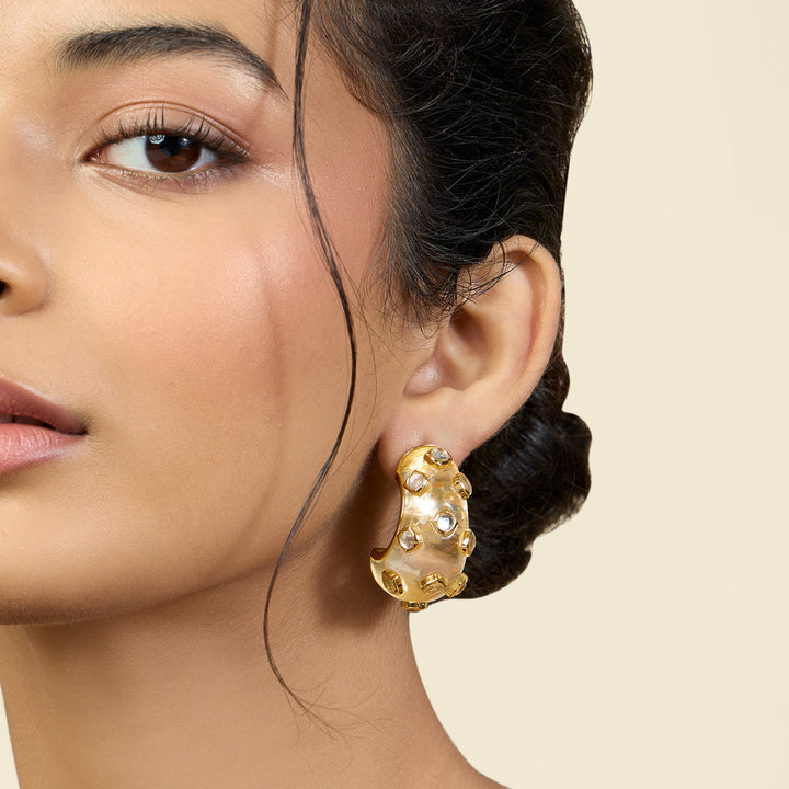 Gold Hoop Earring for Women by Isharya | Modern Indian Jewellery