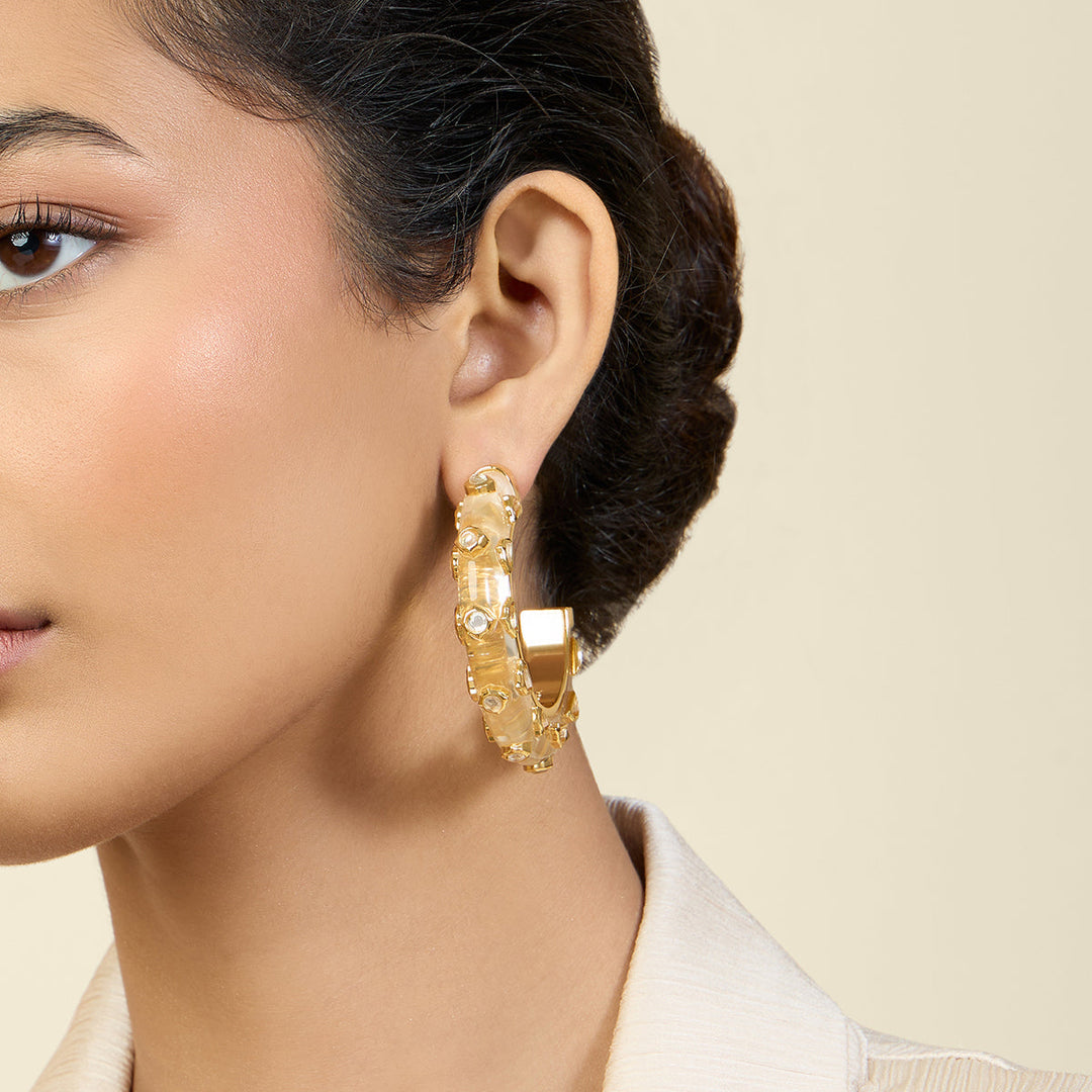 Gold Hoop Earring for Women by Isharya | Modern Indian Jewellery