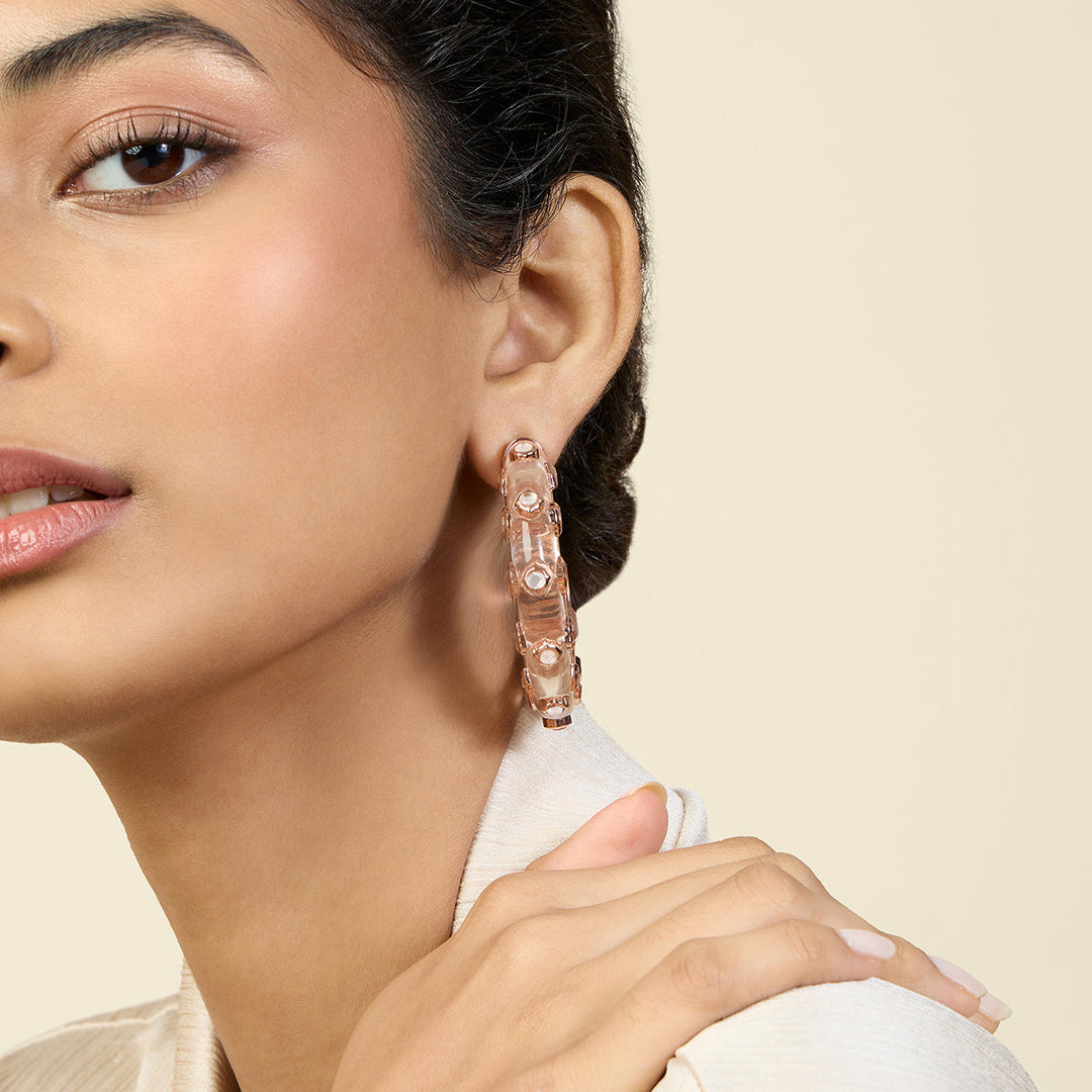 Rose Gold Hoop Earring for Women by Isharya | Modern Indian Jewellery