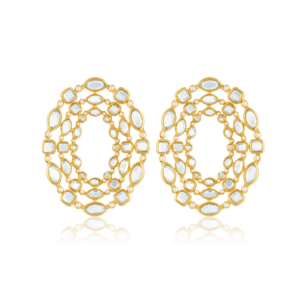 Gold Stud Earring for Women by Isharya | Modern Indian Jewellery