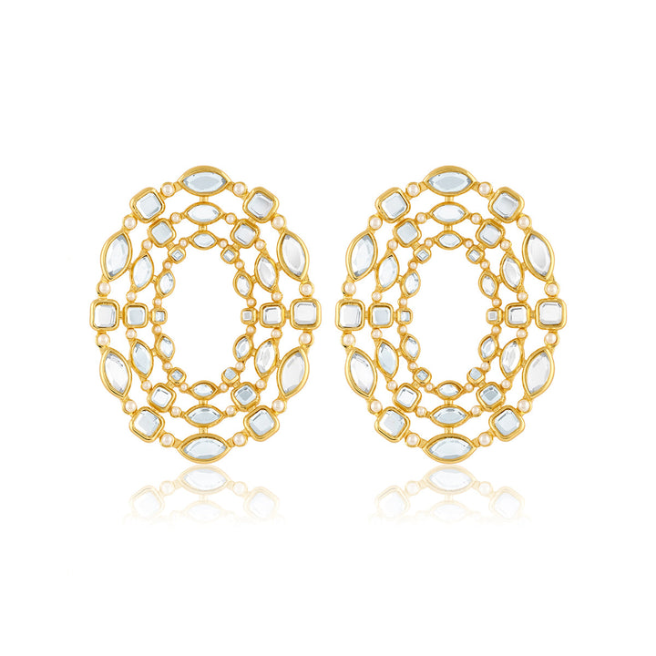 Gold Stud Earring for Women by Isharya | Modern Indian Jewellery