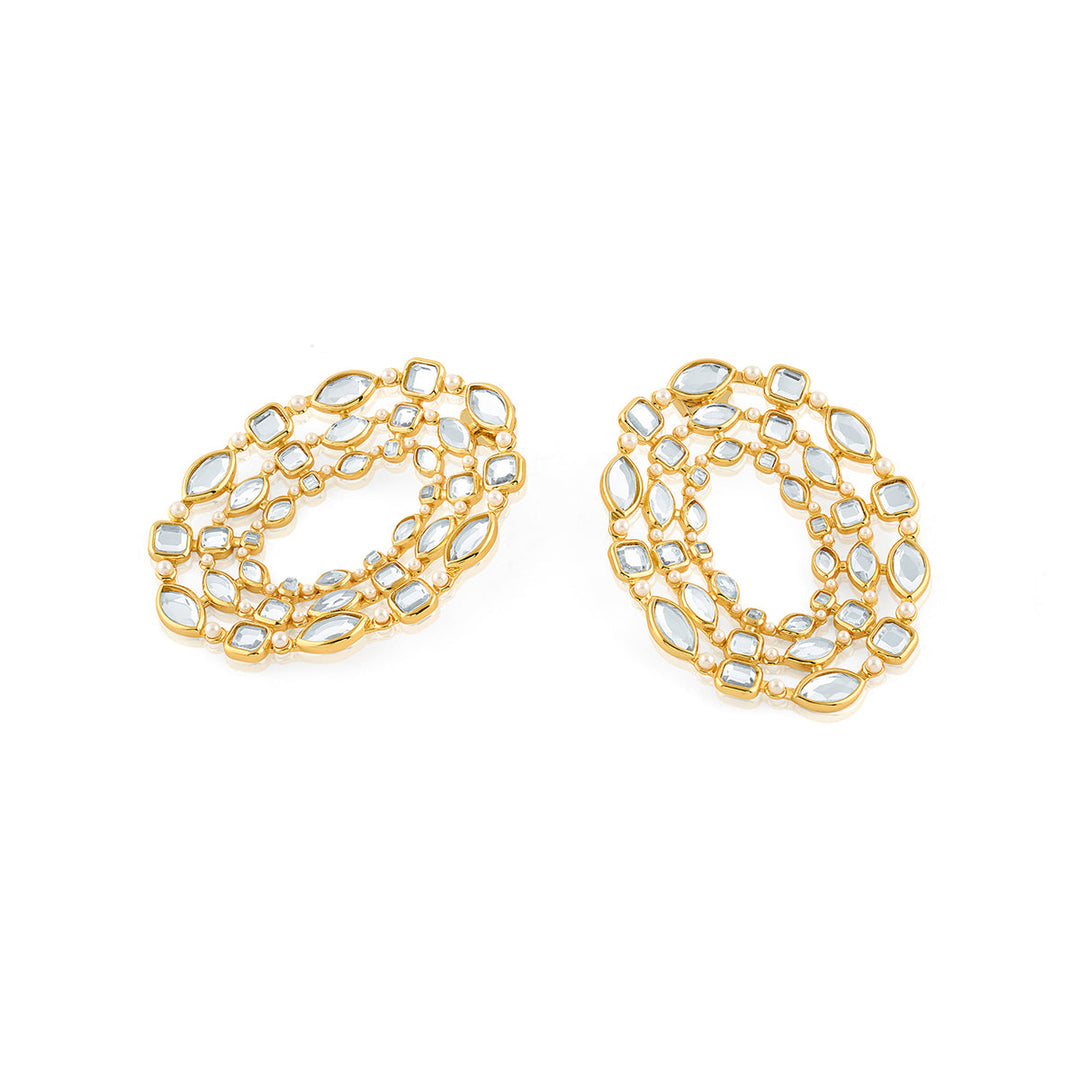 Gold Stud Earring for Women by Isharya | Modern Indian Jewellery