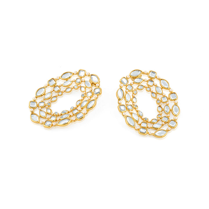 Gold Stud Earring for Women by Isharya | Modern Indian Jewellery