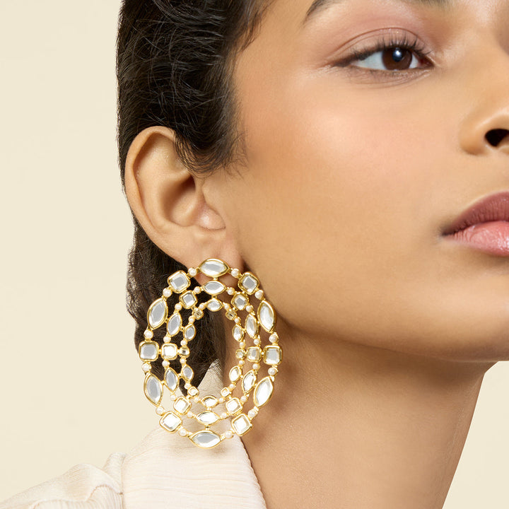 Gold Stud Earring for Women by Isharya | Modern Indian Jewellery