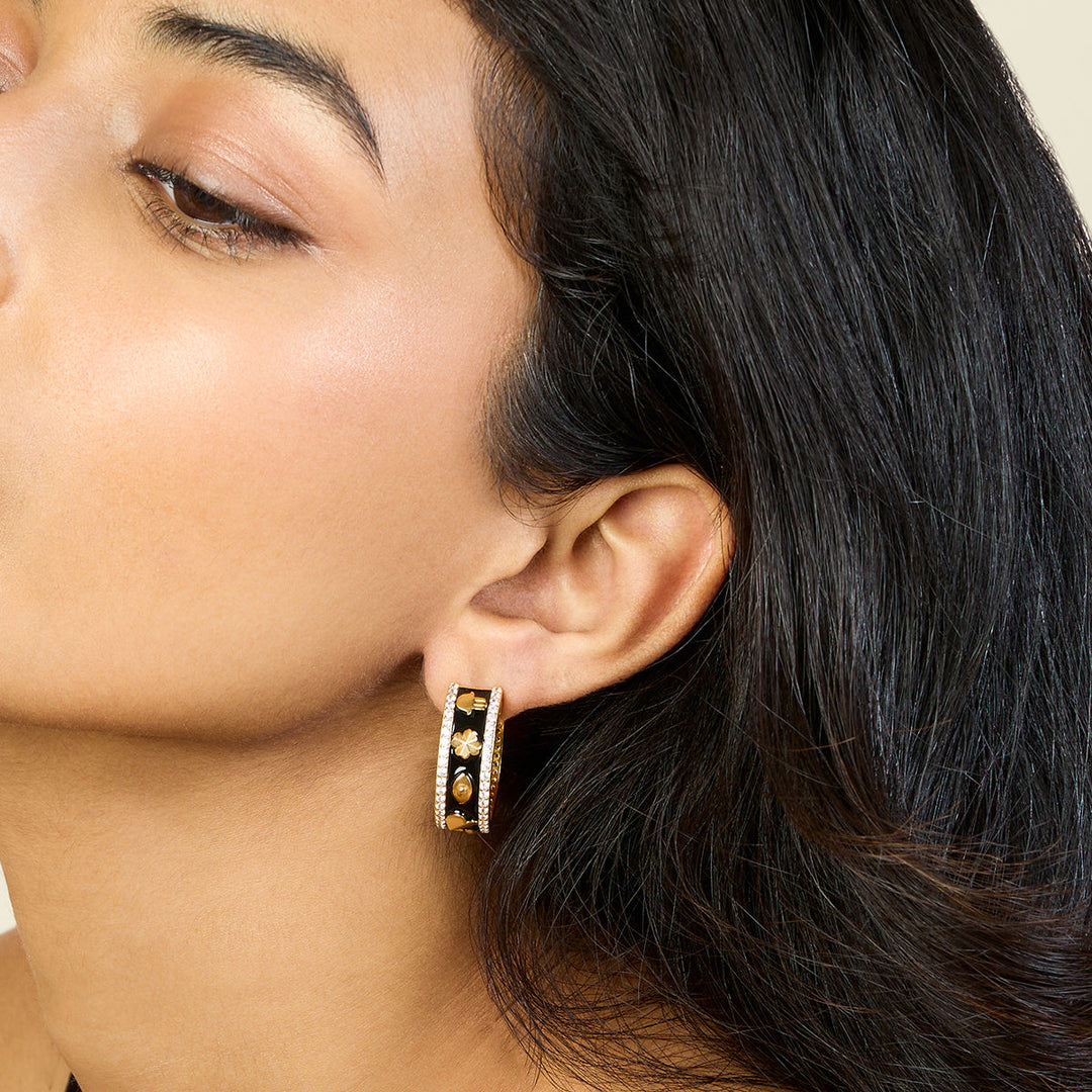 Charmed Black Statement Hoops for Women by Isharya | Modern Indian Jewellery