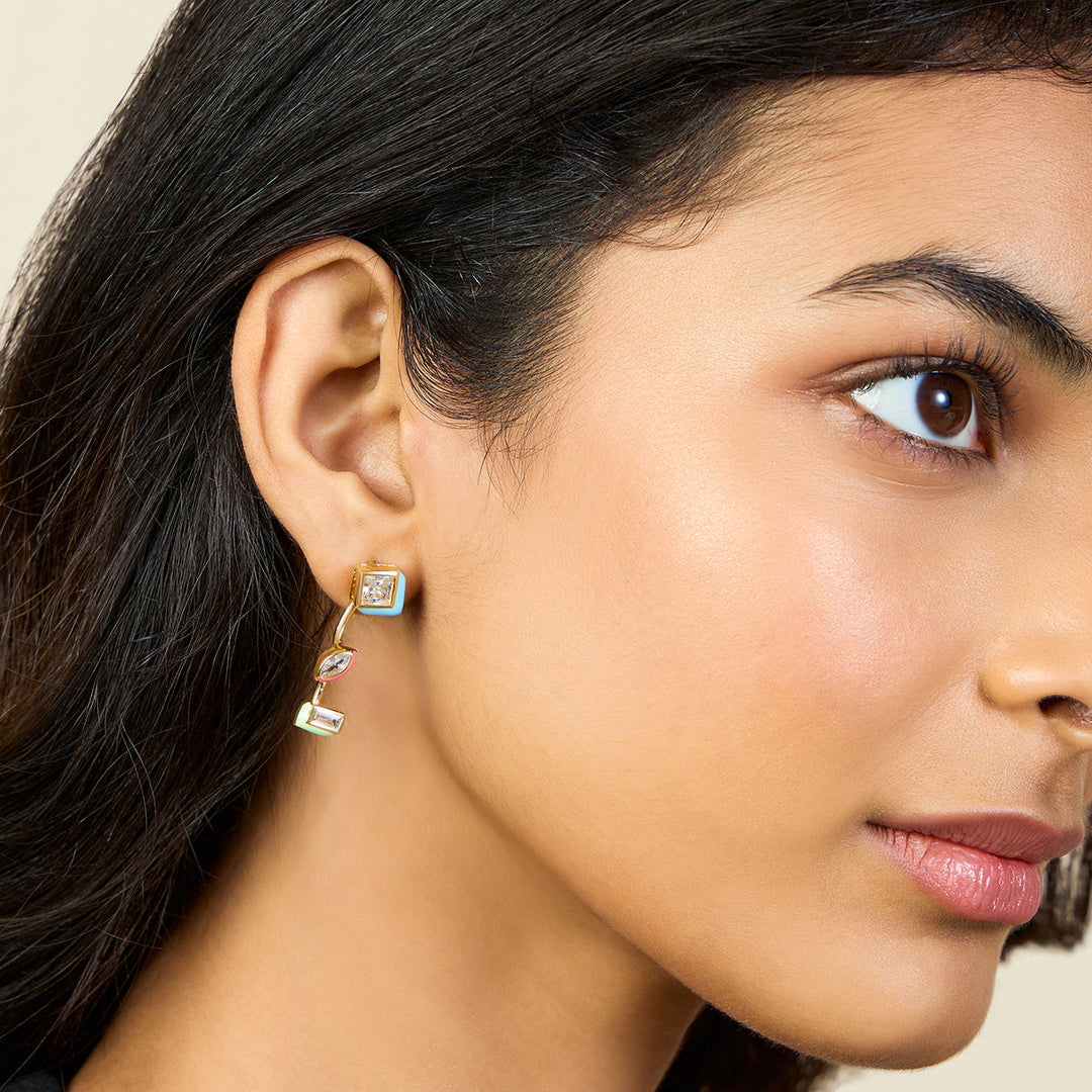Multicolor Front Back Earrings for Women by Isharya | Modern Indian Jewellery