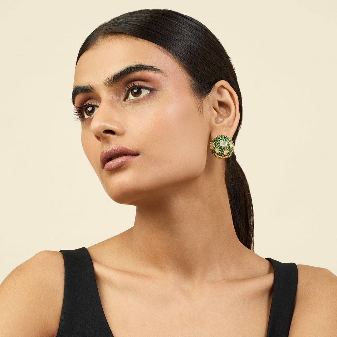 Crystal Ball Green Party Studs