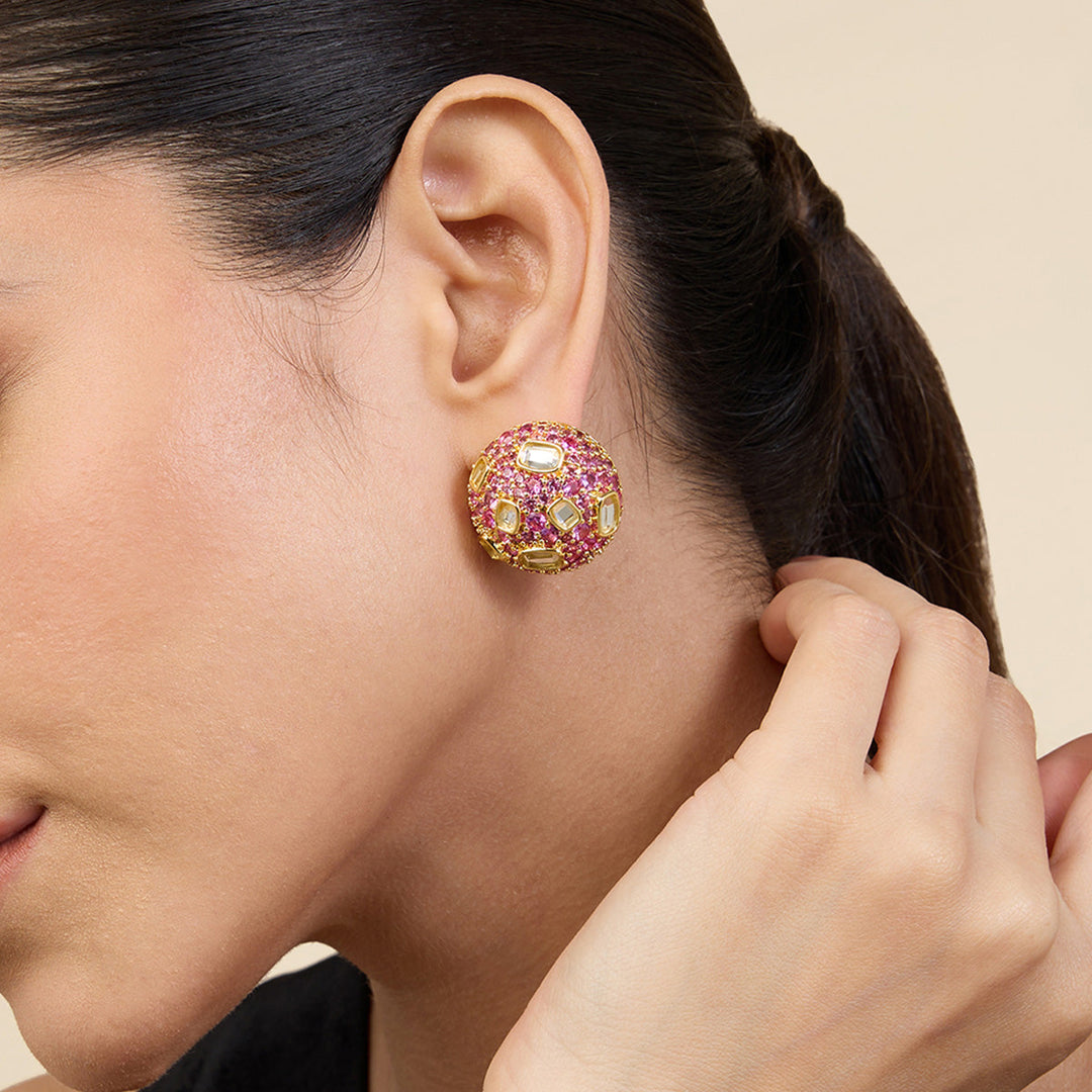 Crystal Ball Pink Party Studs
