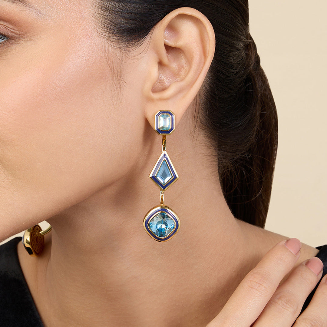 Aquamarine Crystal Front Back Earrings