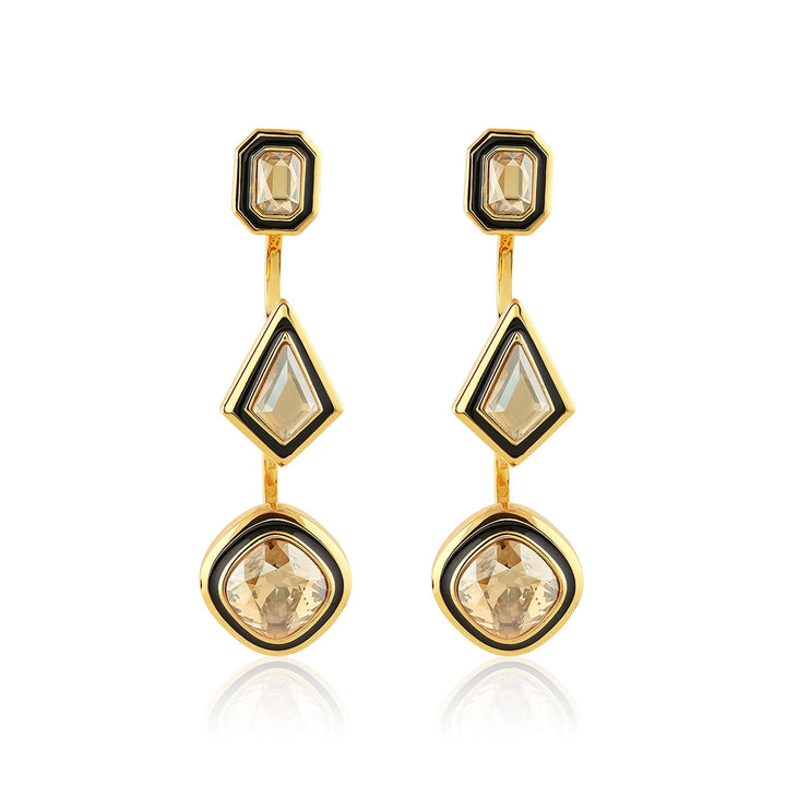 Yellow Crystal Front Back Earrings