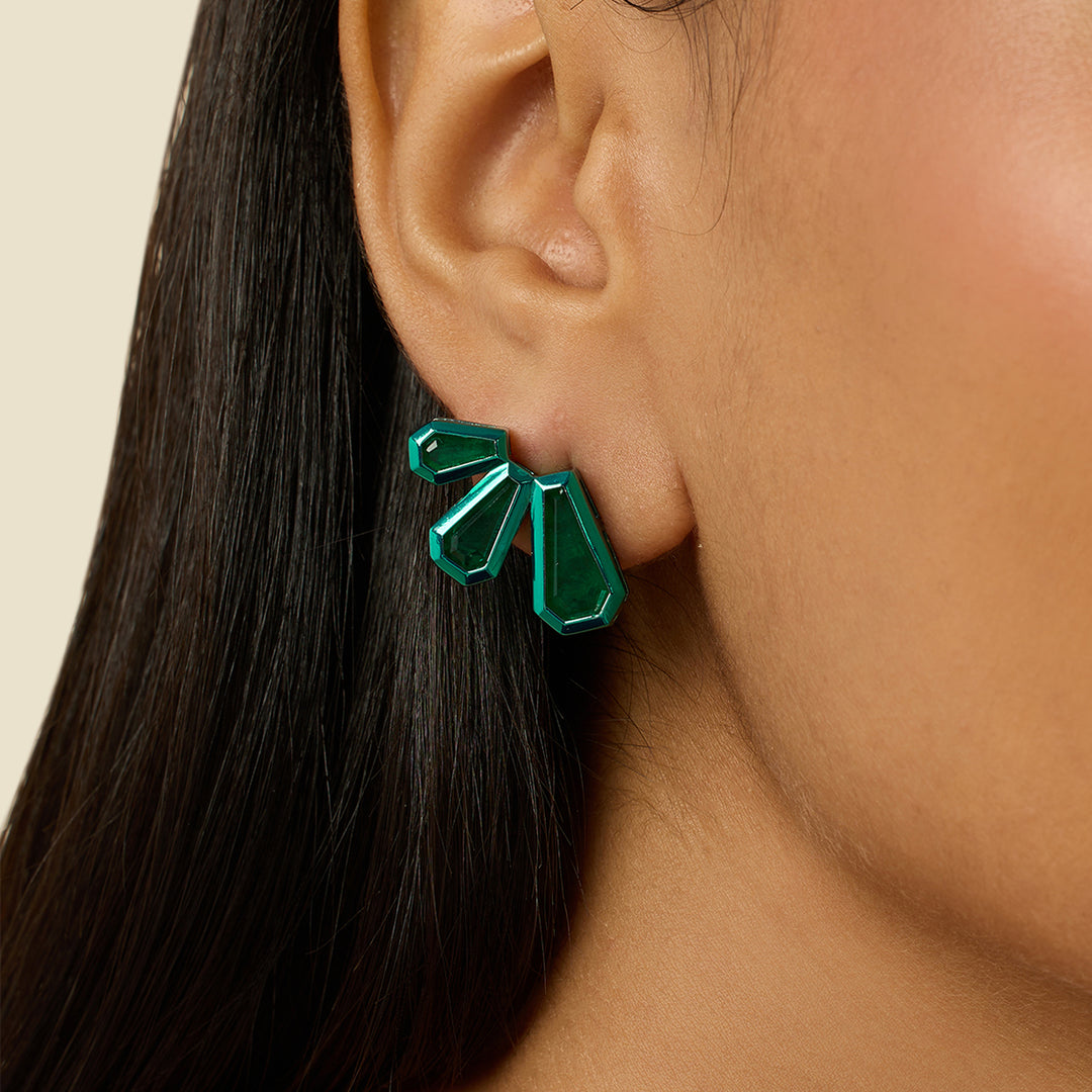 Emerald Glint Stud Earrings