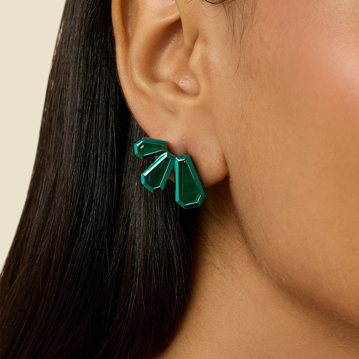 Emerald Glint Stud Earrings