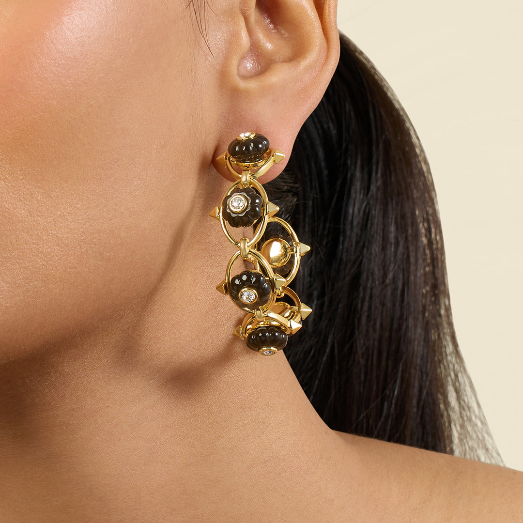 Midnight Bloom Hoop Earrings
