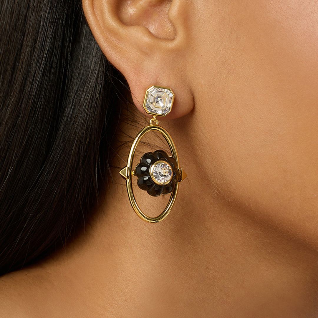 Noir Flora Dangler Earrings