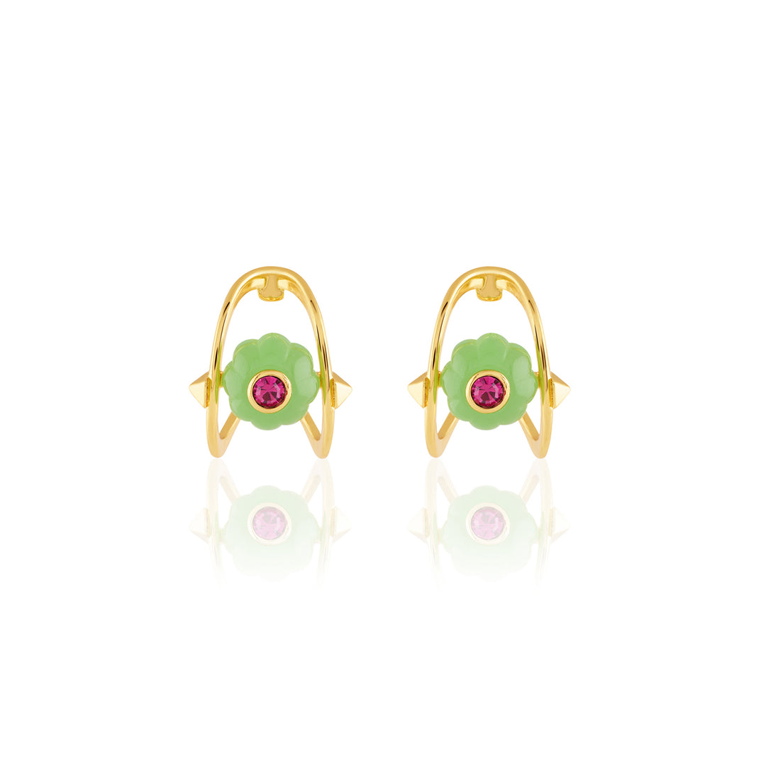 Verdant Charm Huggie Hoops