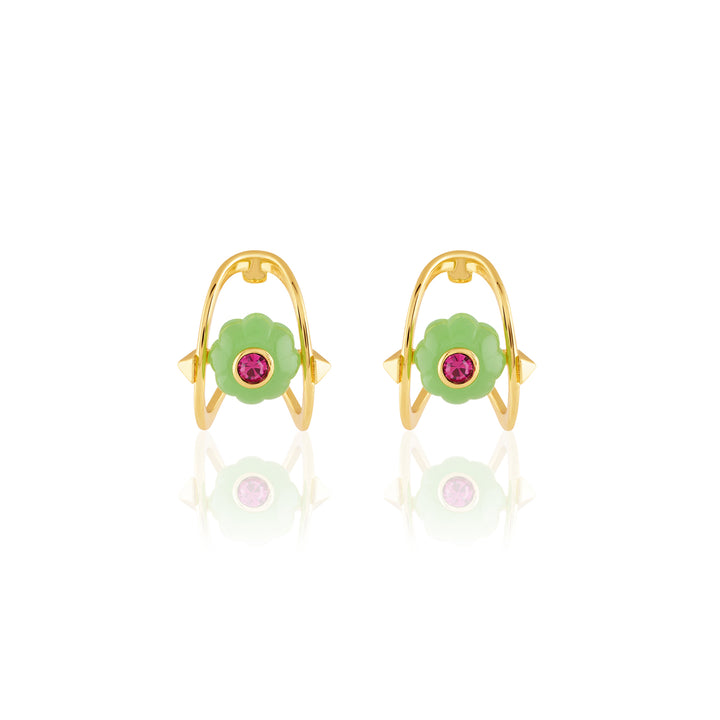 Verdant Charm Huggie Hoops