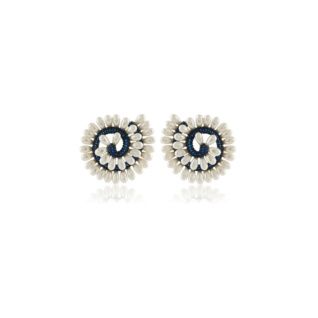 Azure Pearl Stud Earrings