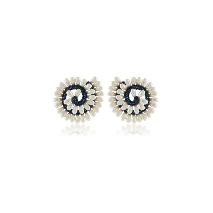 Azure Pearl Stud Earrings