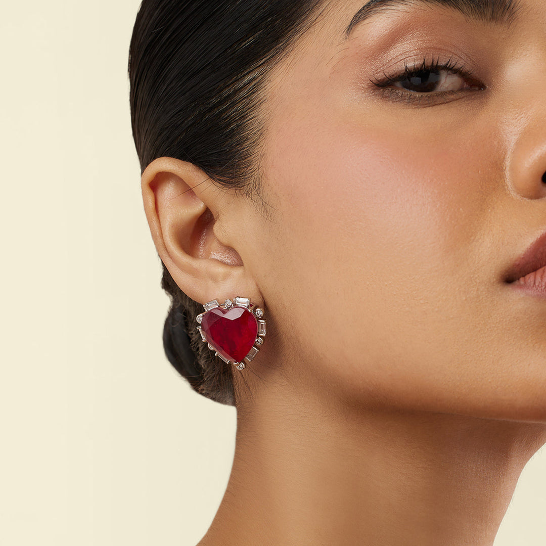 Crimson Heart Luxe Studs - Isharya | Modern Indian Jewelry