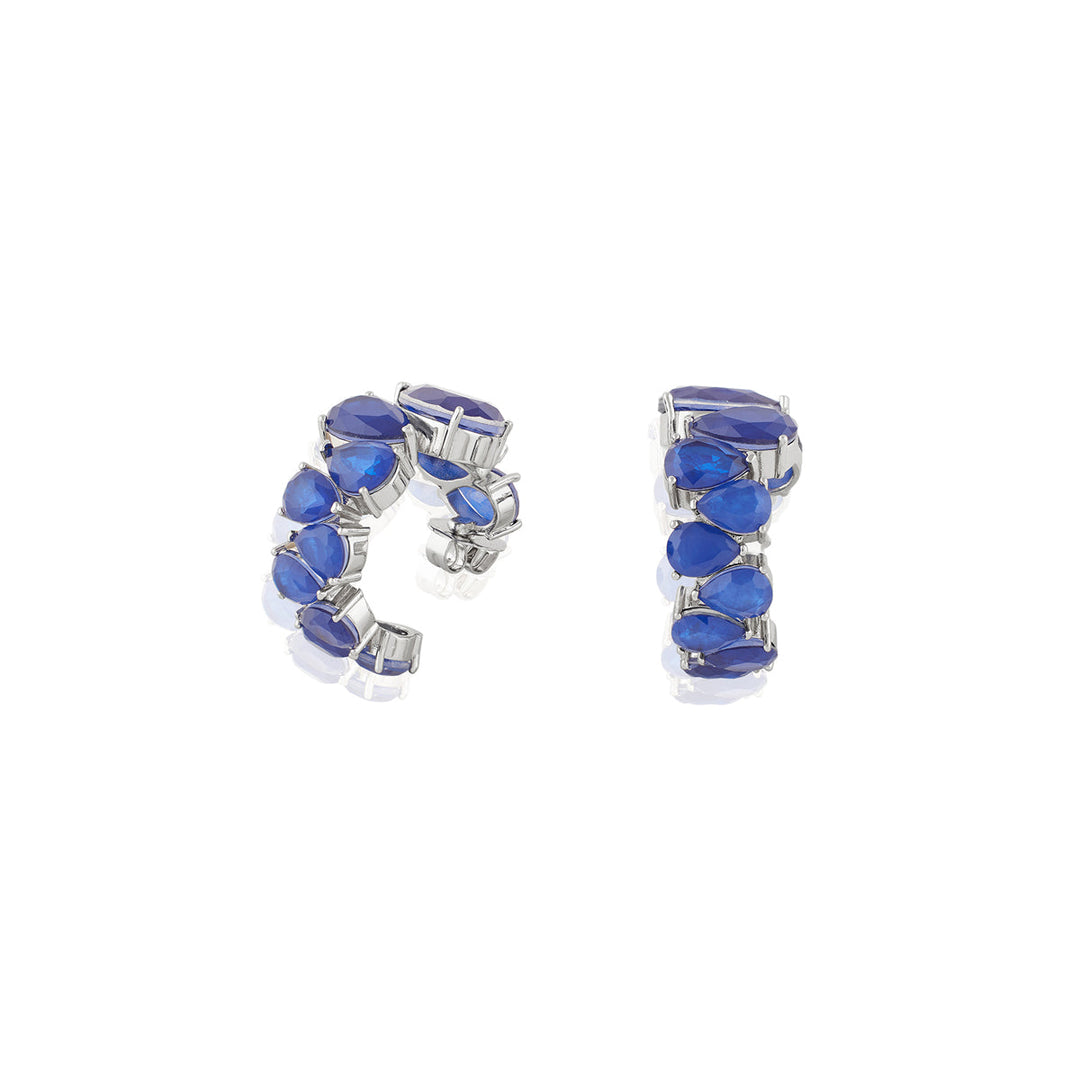Sapphire Glow Statement Hoops