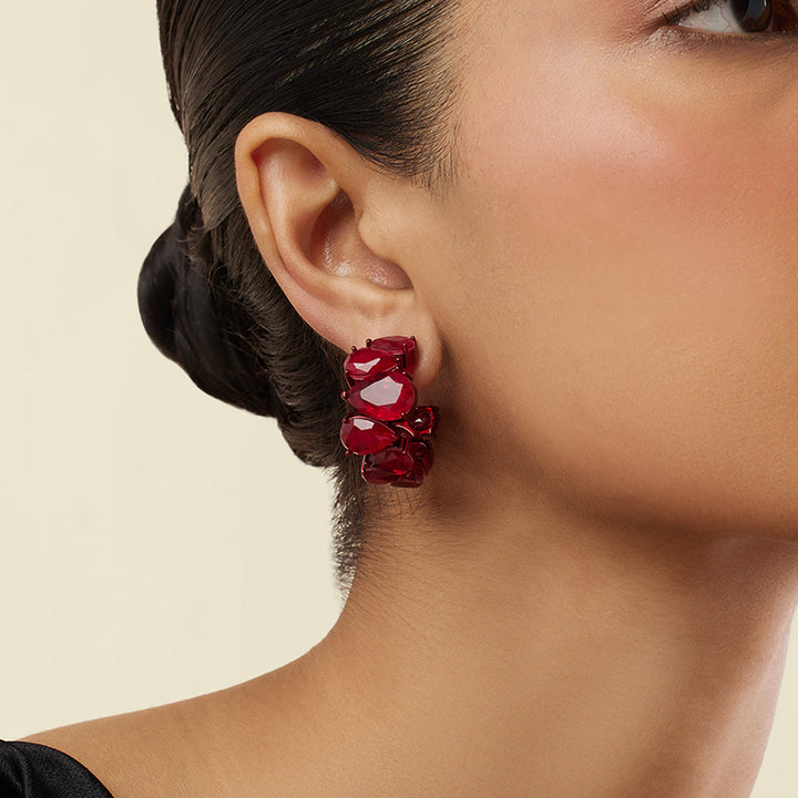 Crimson Glow Statement Hoops - Isharya | Modern Indian Jewelry